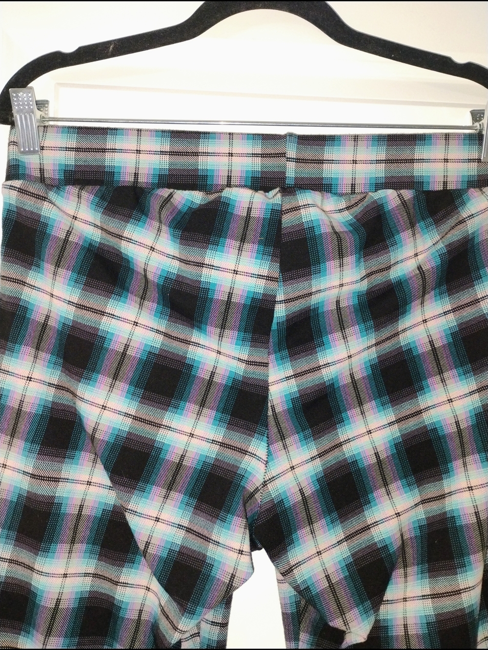 Plaid Skinny Pants Blue Black Tartan Preppy Dark Academia Retro 90s Size 1X - Picture 2 of 6